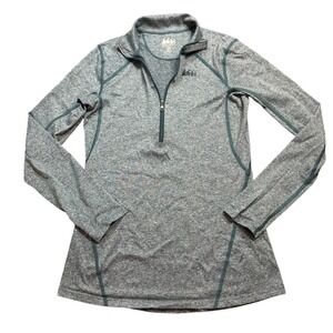 REI Quarter Zip Pullover Long Sleeve Athletic Shirt Womens XS Heather Gray